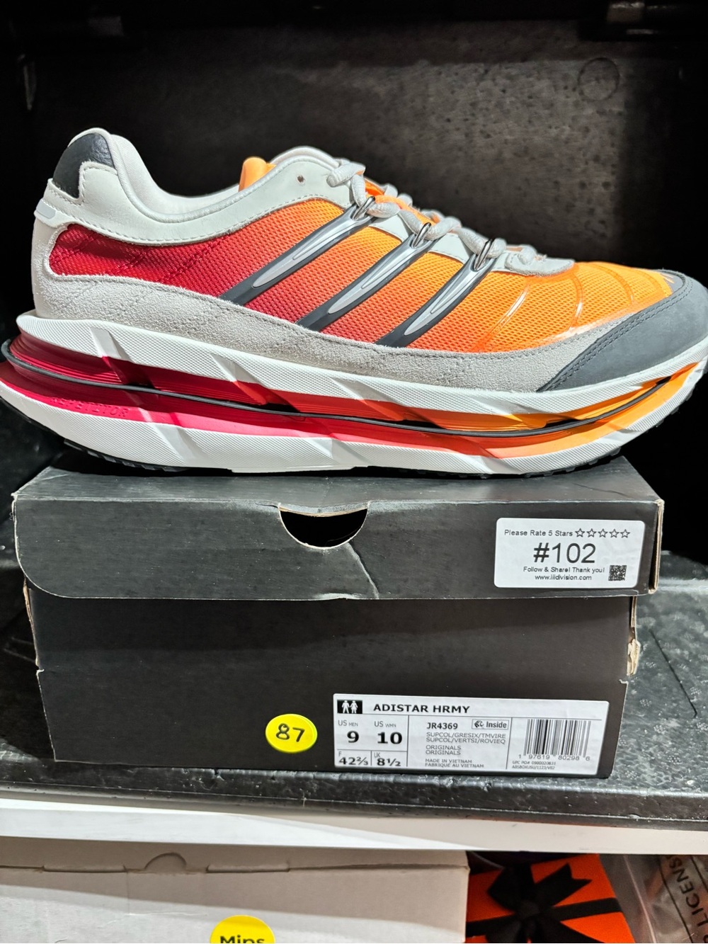 adidas Adistar HRMY Orange Red Gradient Running Sneaker